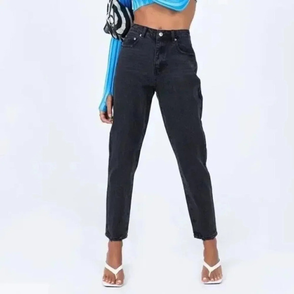 Princess Polly Denim - Princess Polly Zaiden Straight Leg Jeans Washed Black Denim US Size 6